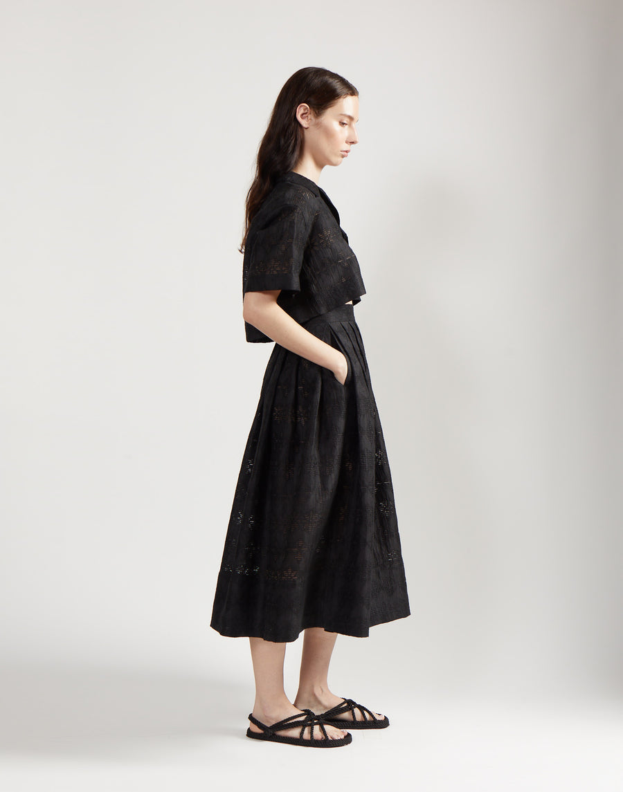 crop cabana shirt - onyx jacquard