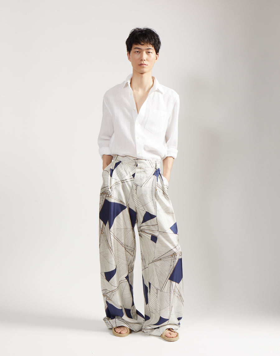 double pleat full trouser - regatta print