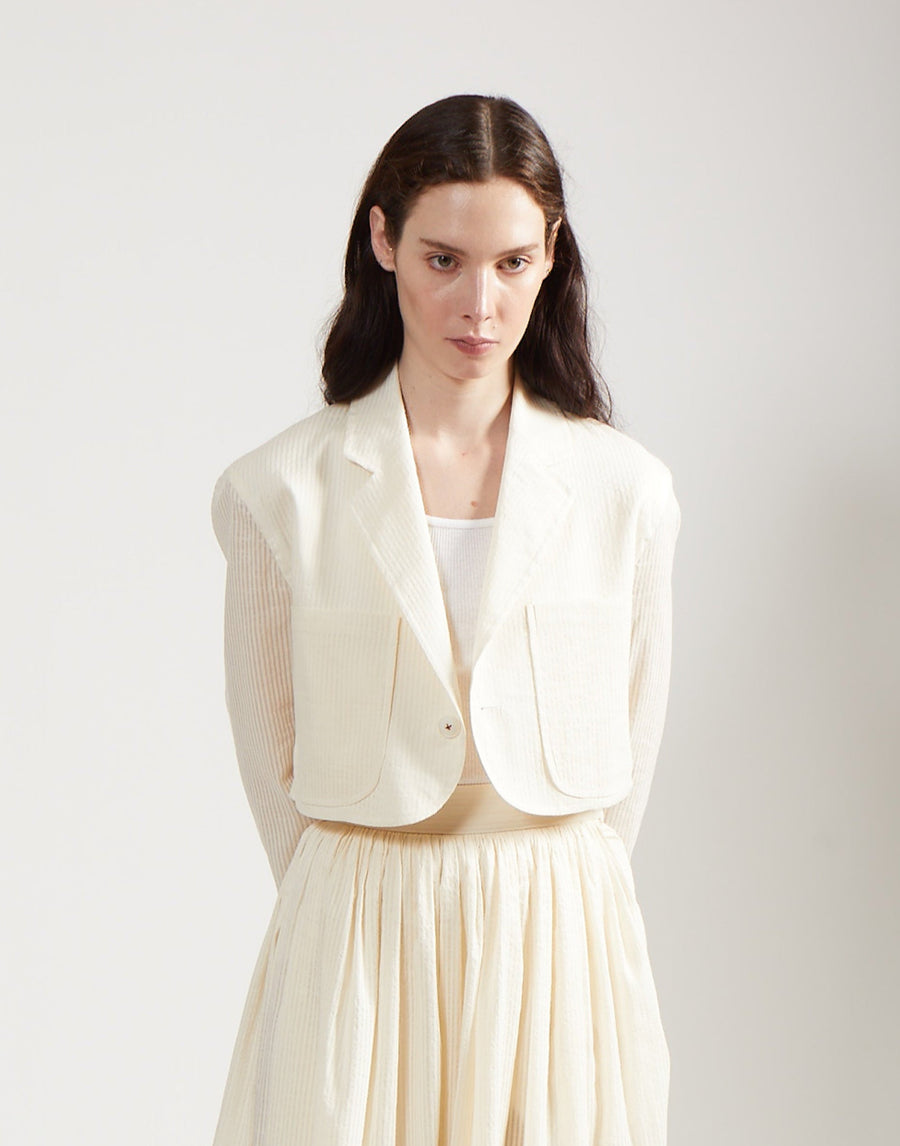 crop blazer - ivory