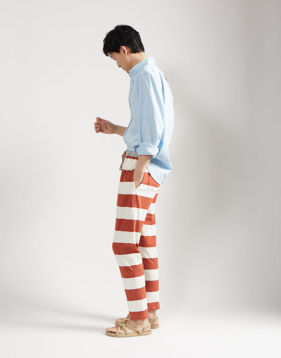 classic drawstring trouser - clay stripe