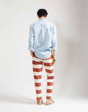 classic drawstring trouser - clay stripe