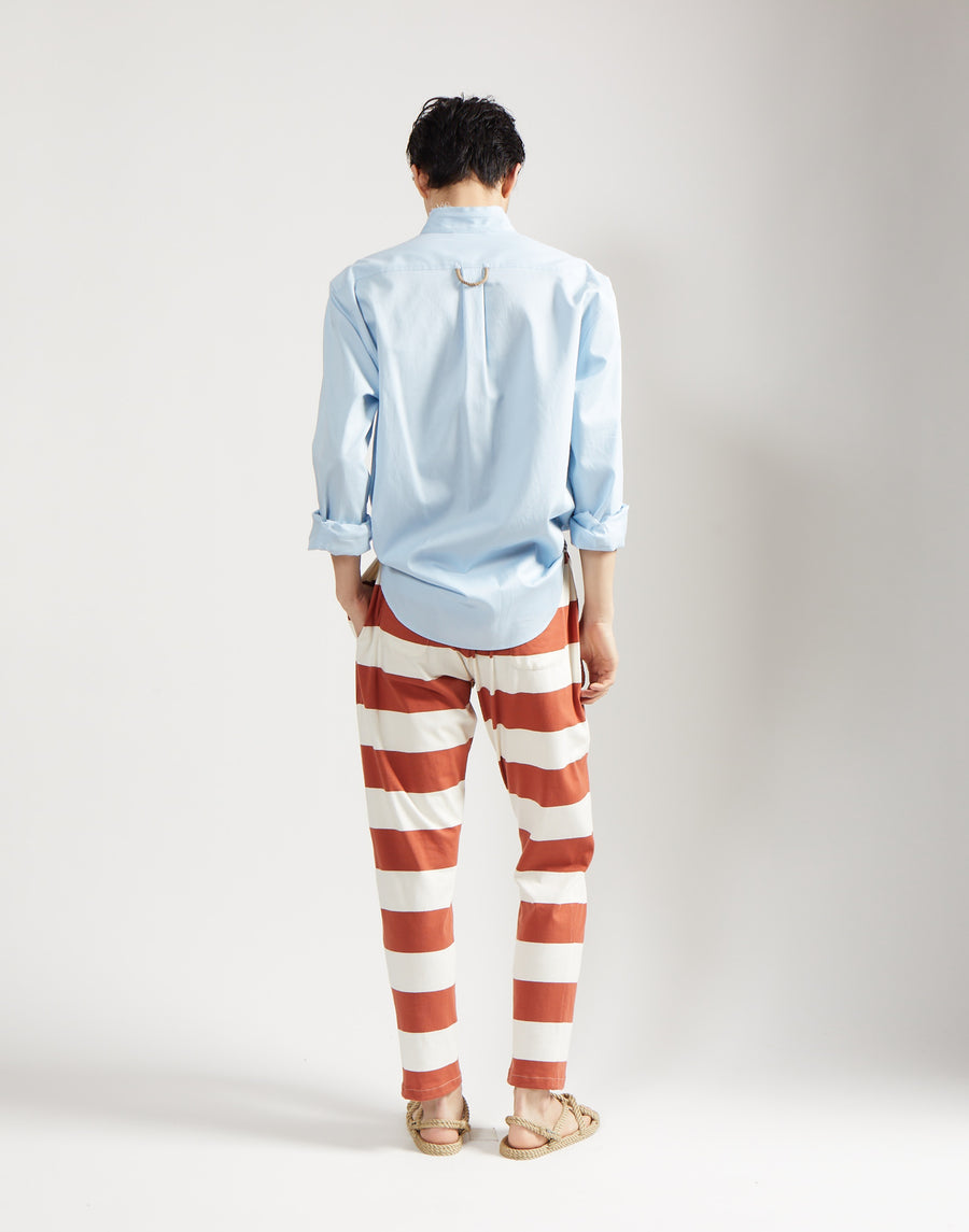 classic drawstring trouser - clay stripe