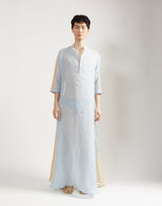gauze block caftan - sky/sand