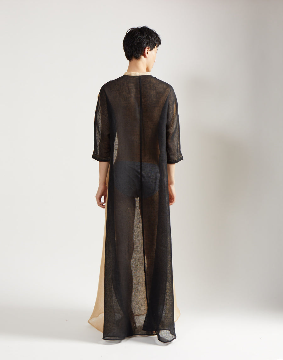 gauze block caftan - sand/onyx