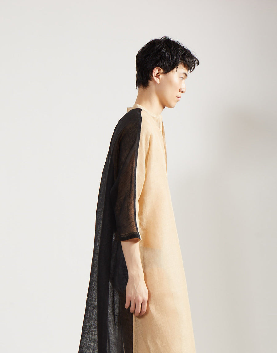 gauze block caftan - sand/onyx