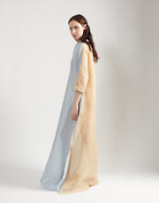 gauze block caftan - sky/sand