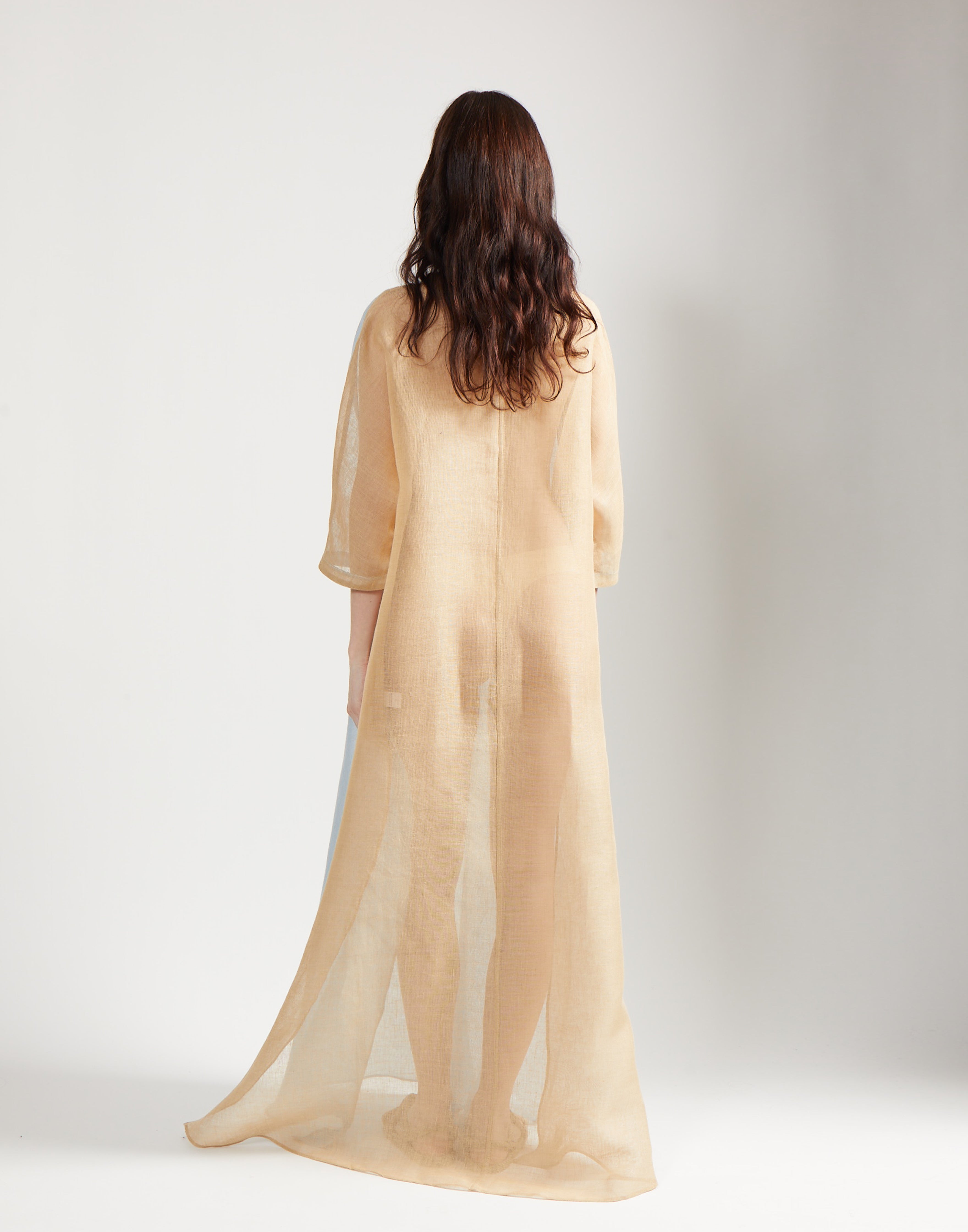 gauze block caftan - sky/sand