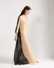 gauze block caftan - sand/onyx