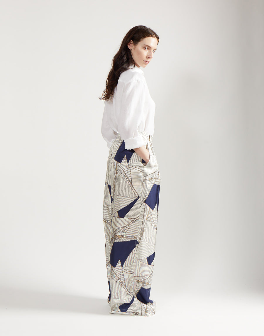 double pleat full trouser - regatta print