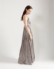 deep v gown - venetian stripe