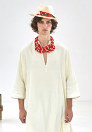 double cross neck piece - red/creme