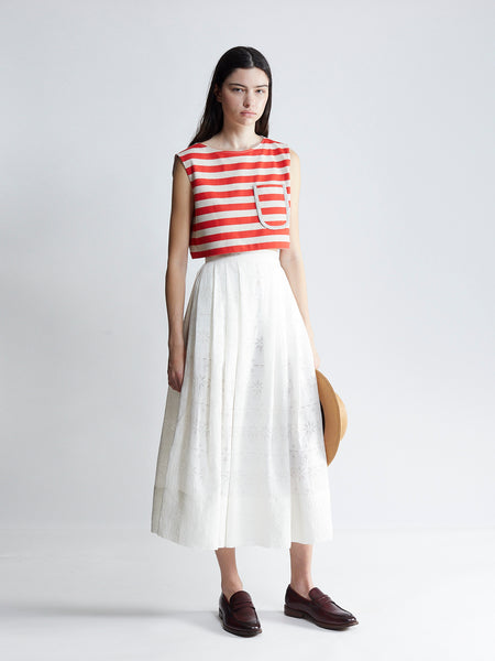 the salting | pleated full skirt - ivory jacquard – thesalting