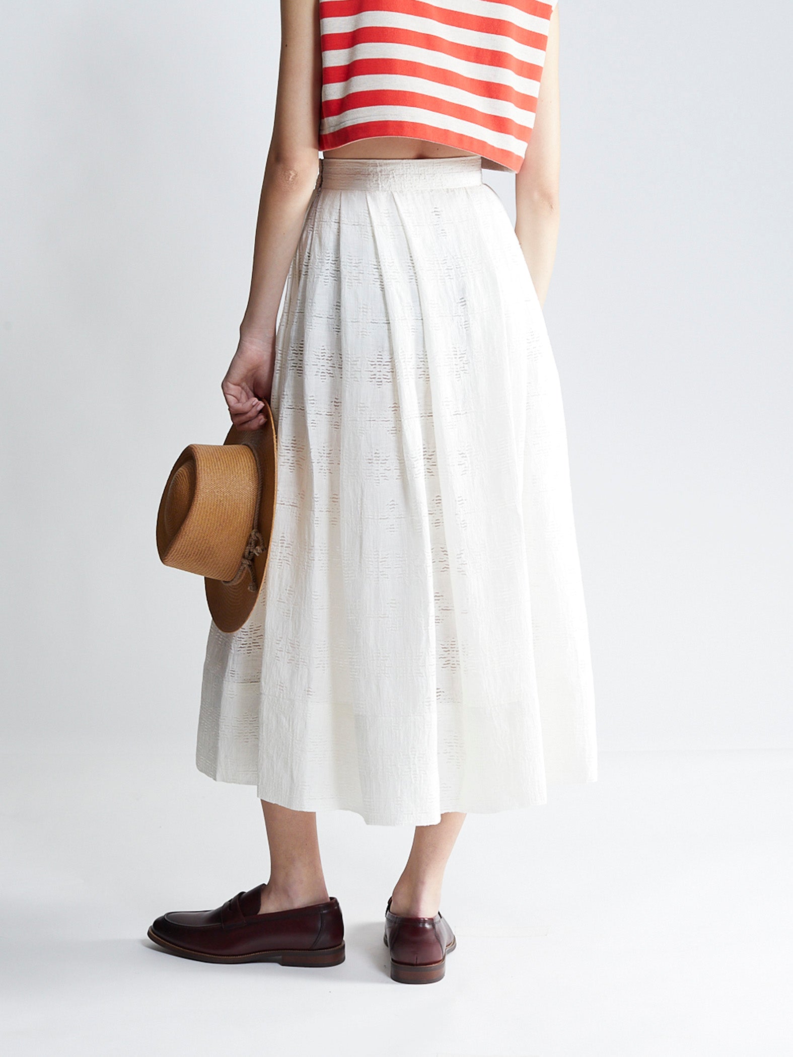 the-salting-pleated-full-skirt-ivory-jacquard