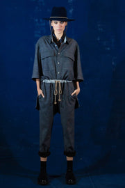jersey trouser charcoal herringbone